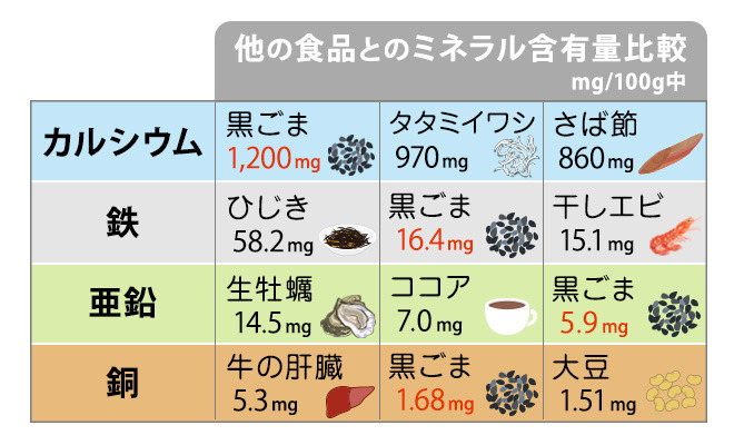 他の食品との含有量比較